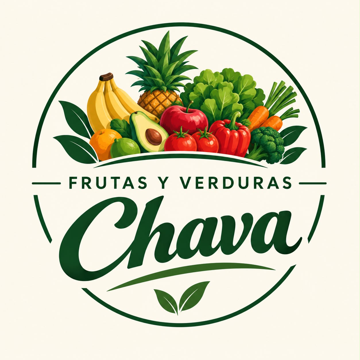 Logo de Frutas y Verduras Chava con frutas y verduras
